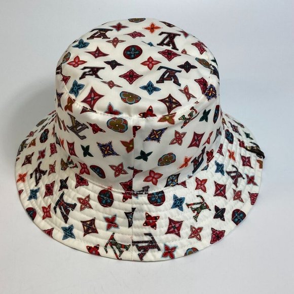 LOUIS VUITTON M76718 Monogram Bob Lovely Gram hat Nylon White x Multicolore - Picture 1 of 16